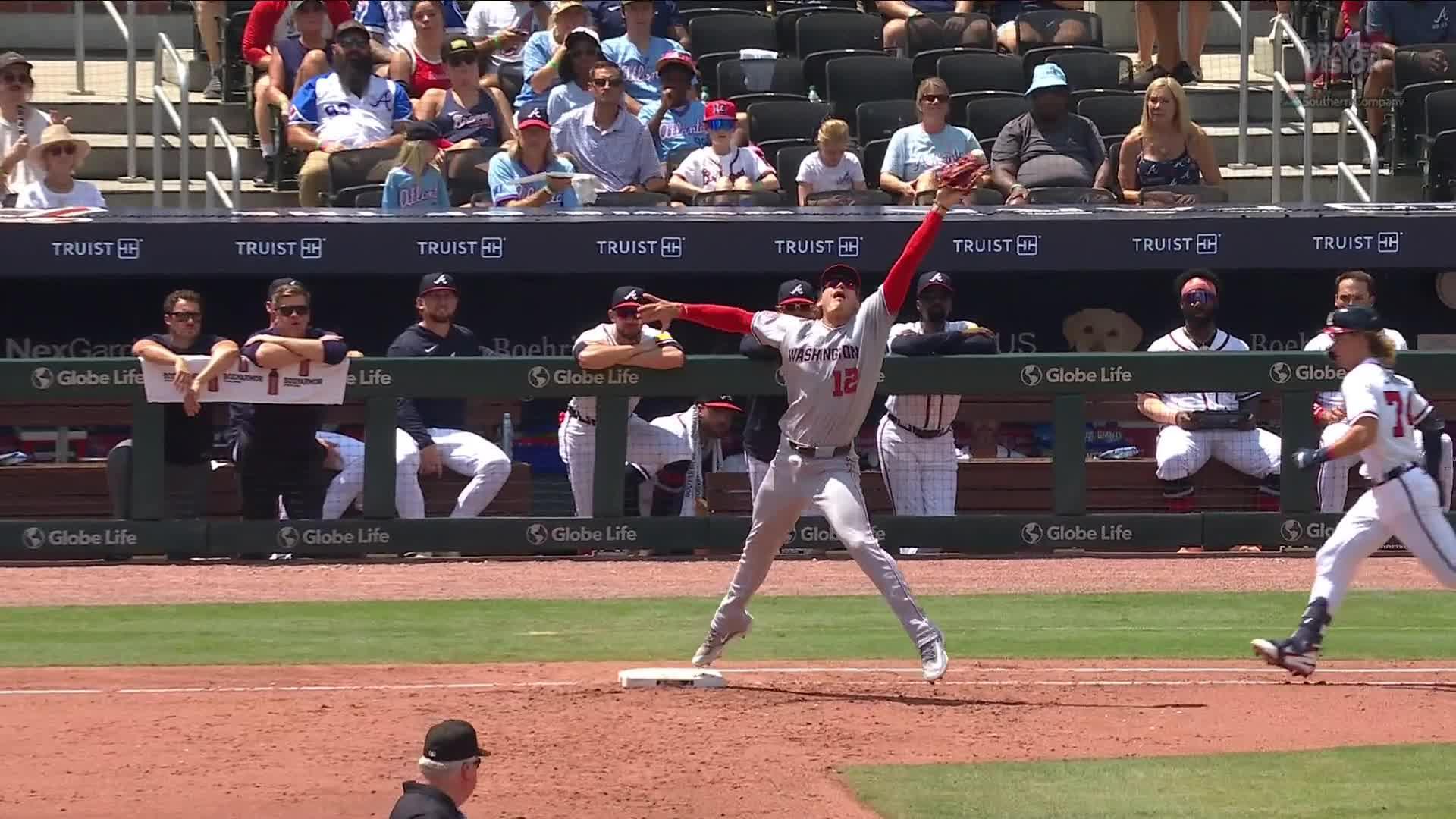 CJ Abrams' error costs Nationals against Braves — Article image accompanying Yastrzemski and Olson hit home runs as Braves top slumping Nationals 4-2 to complete 4-game sweep on WagerUp Sports News.