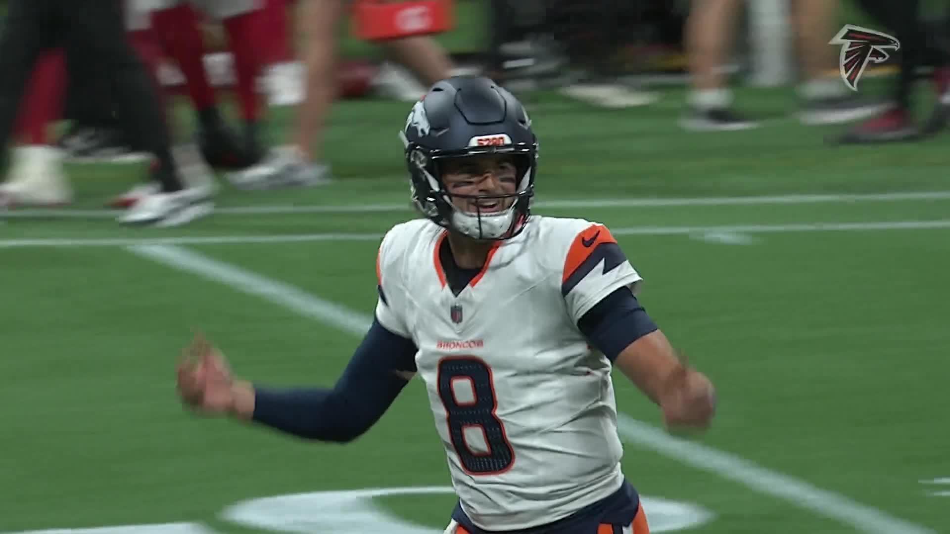 Barron returns pick 97 yards for a TD as Stidham leads Broncos to runaway 27-7 win over Falcons