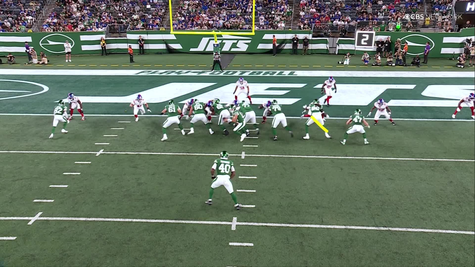 Jets' Chip Trayanum hospitalized with neck injury after early TD in 23-6 preseason loss to Giants