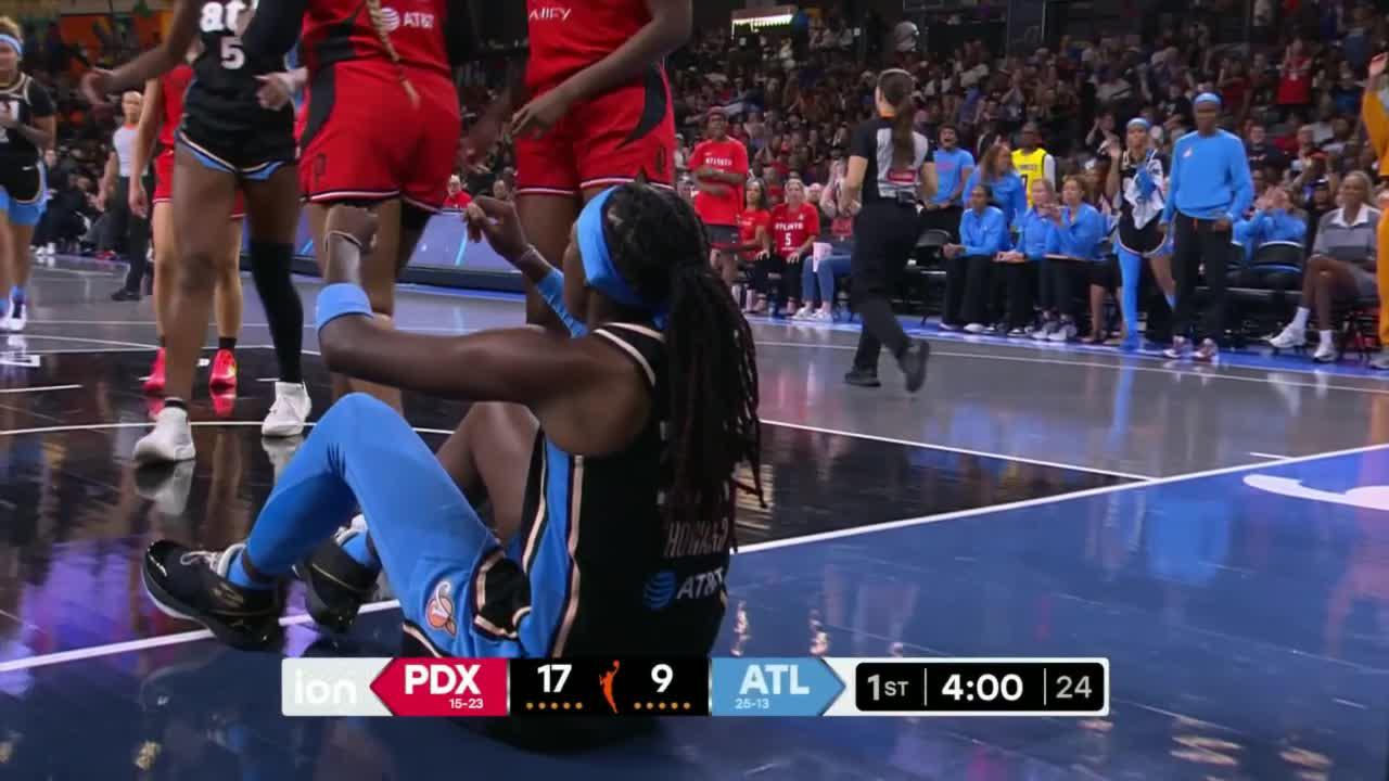 Rhyne Howard gets the and-1 to fall
