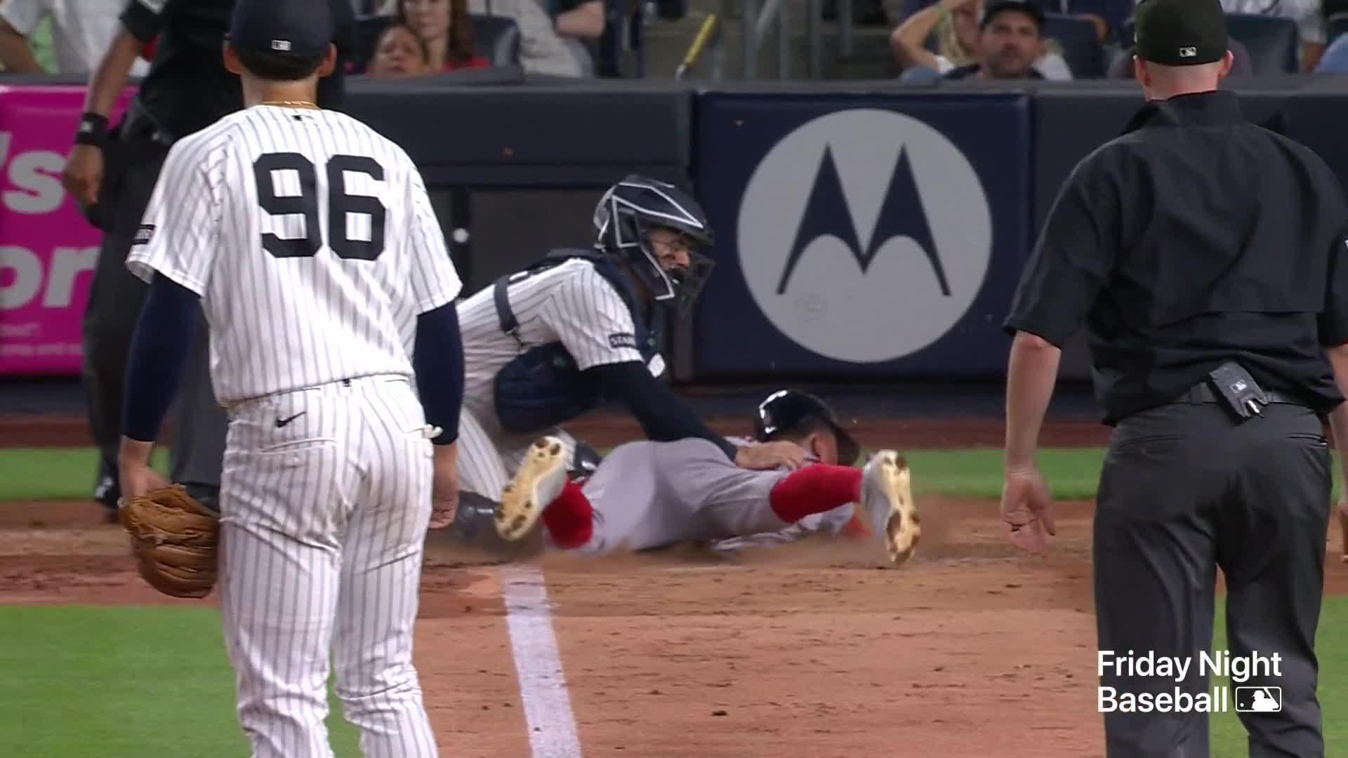 Bellinger makes a spectacular throw to deny Red Sox at the plate