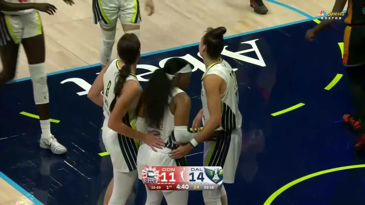 Arike Ogunbowale somehow gets the and-1 to fall