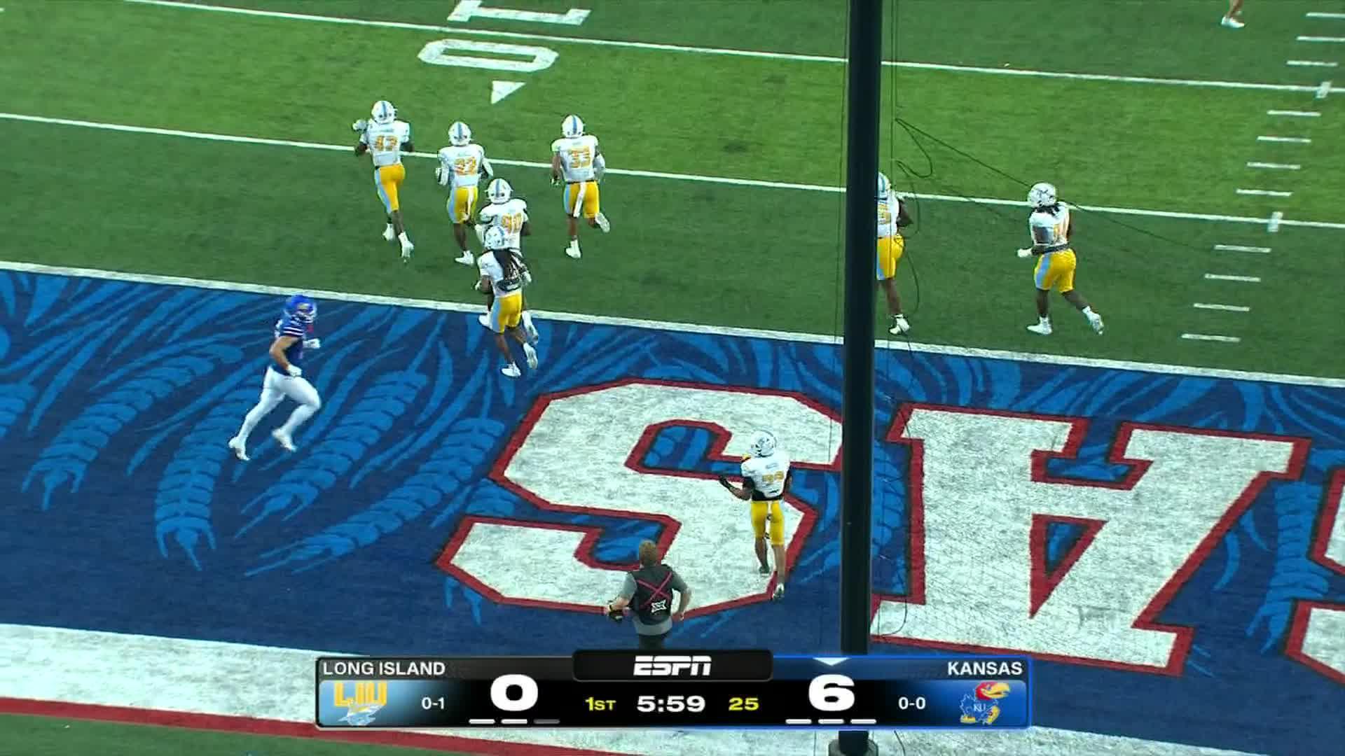 Kansas shakes off a sluggish start, crushes LIU 51-6 in its opener ahead of Border War with Missouri