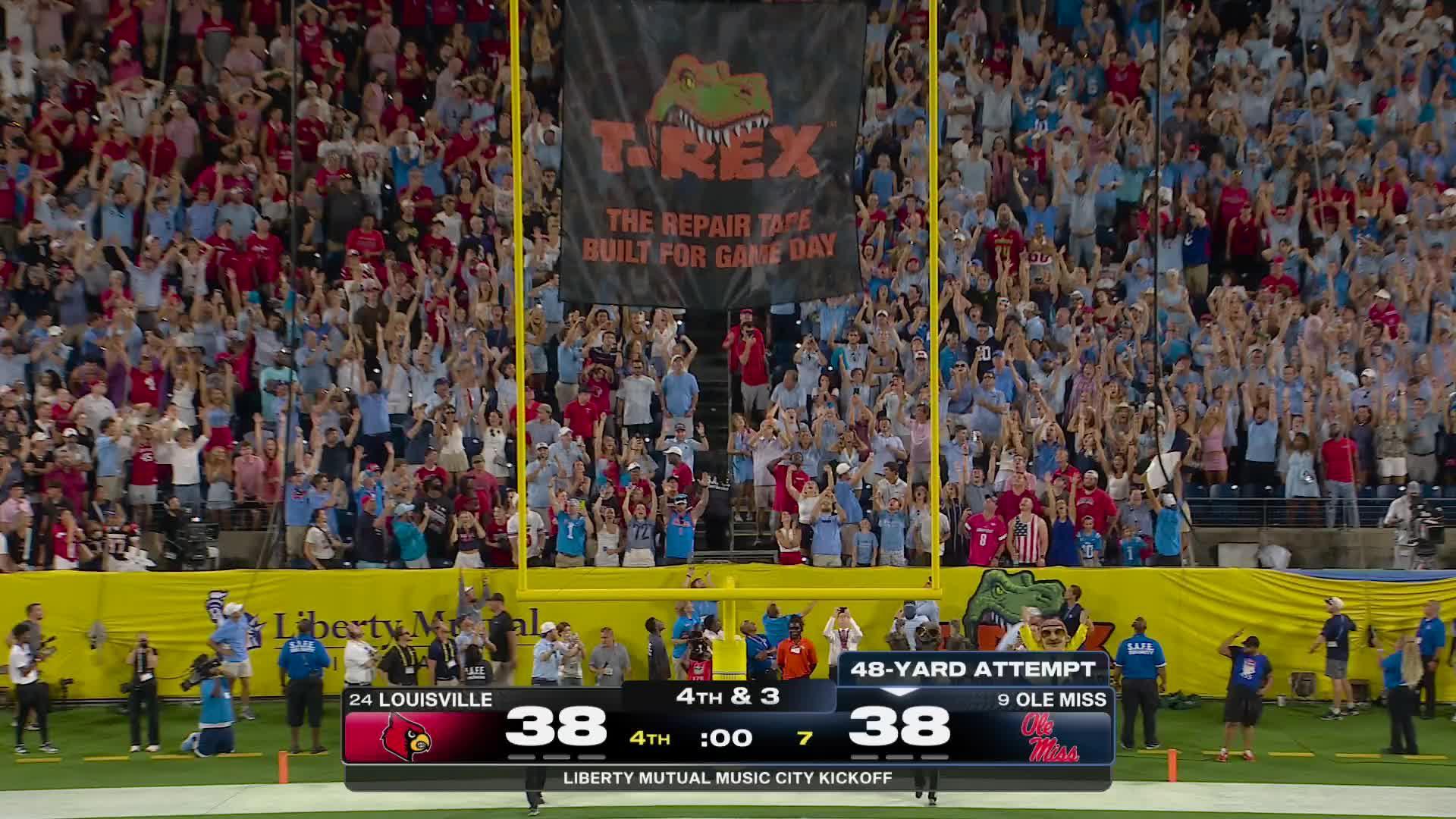 Wild 2nd half ends with Carneiro’s 48-yard winner for No. 9 Ole Miss over No. 24 Louisville