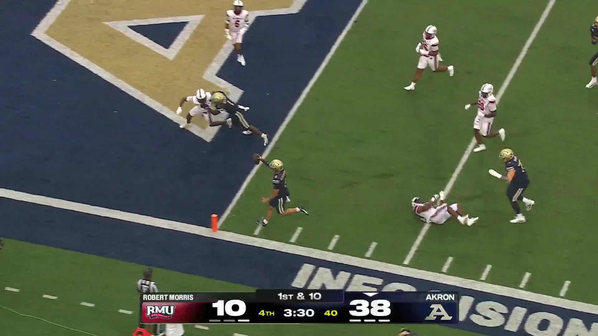 Akron beats Robert Morris 45-10 behind Cibastian Broughton’s 4 TD passes