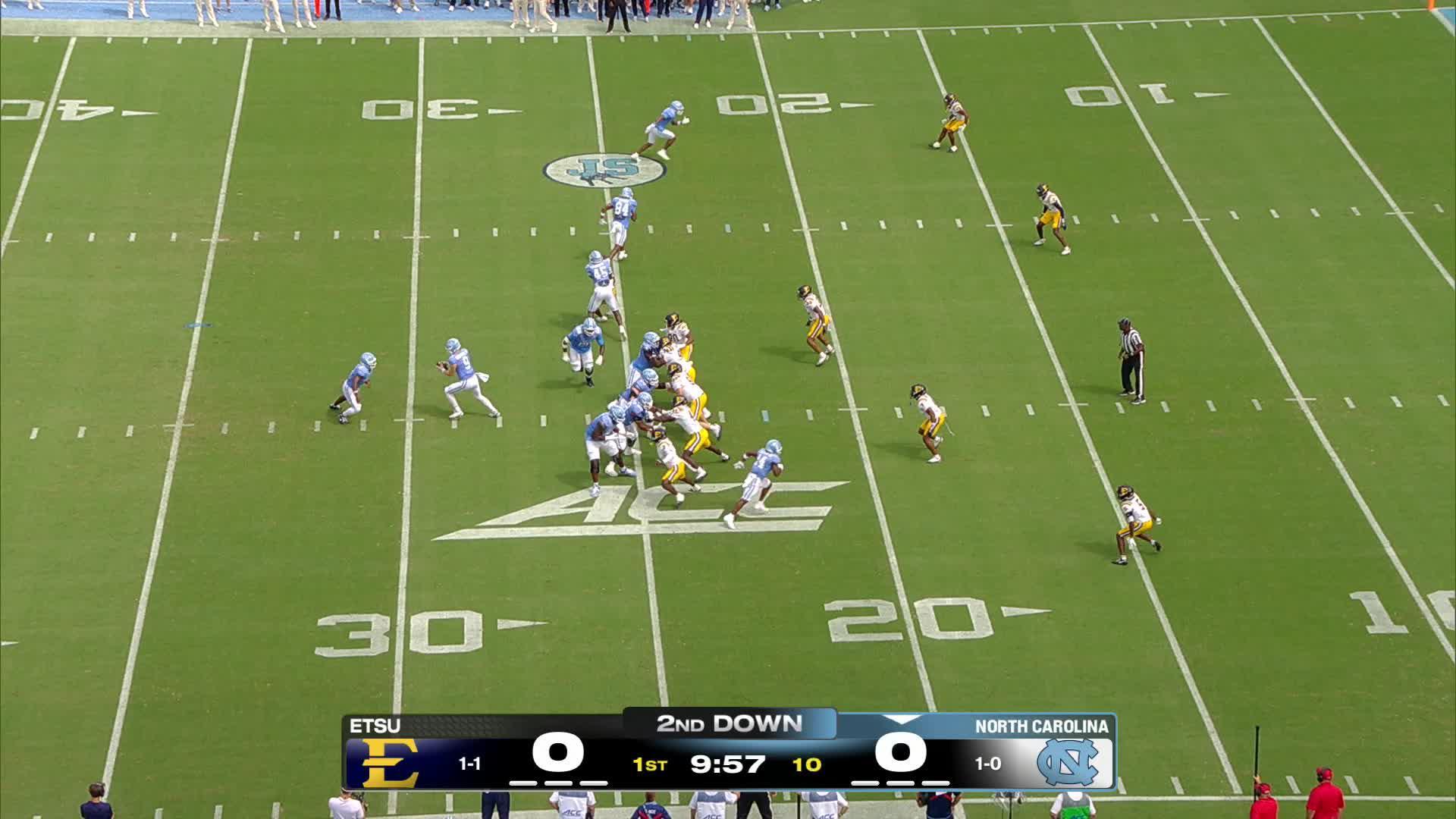 Demon June runs for 3 TDs as North Carolina routs East Tennessee State 35-3 for 2-0 start