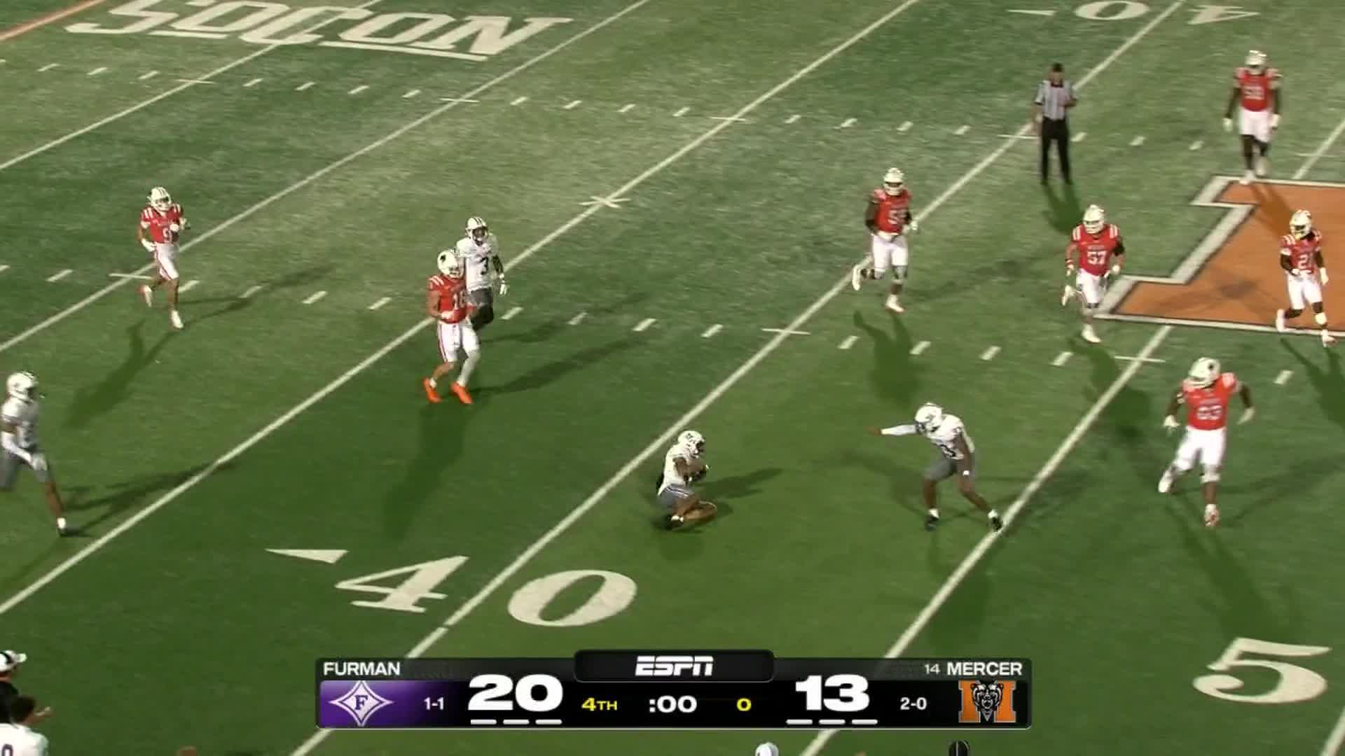 Ben Croasdale's 47-yard TD run with :47 left gives Furman 20-13 win over Mercer in Southern opener