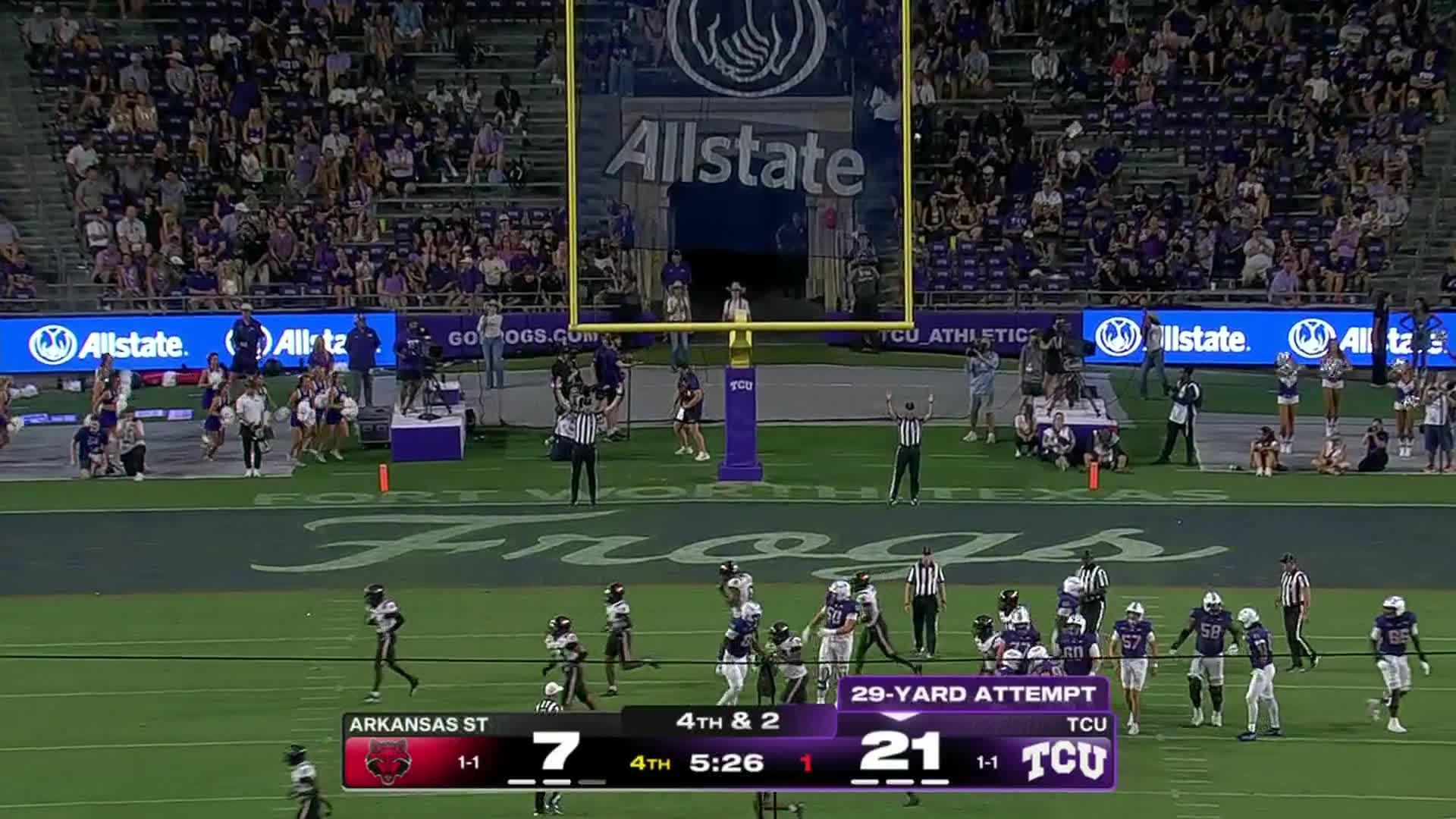 Jaden Craig throws 3 TD passes as sluggish TCU pulls away from Arkansas State 31-7