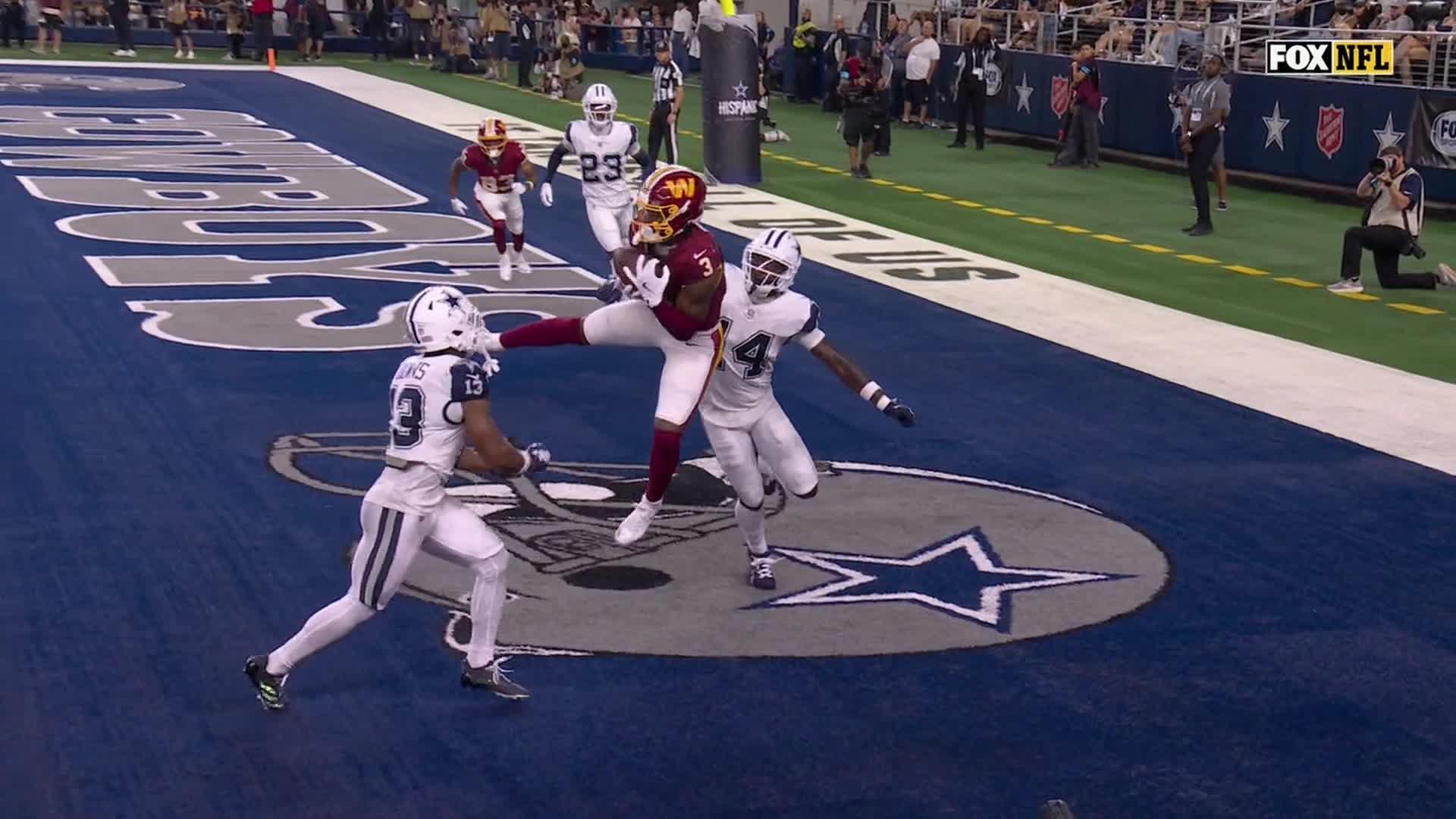Dak Prescott throws 4 TD passes as Cowboys beat Commanders, who lose Jayden Daniels to elbow injury