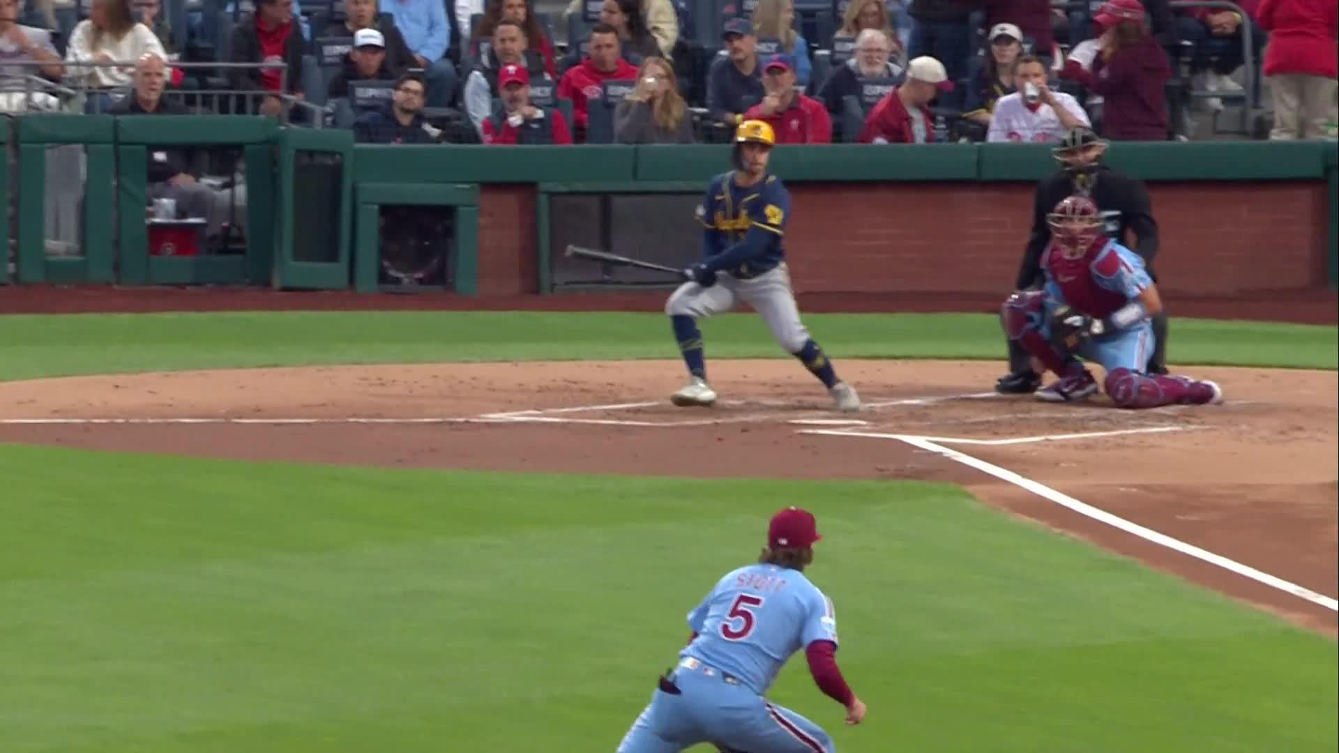 Sal Frelick hits an RBI double