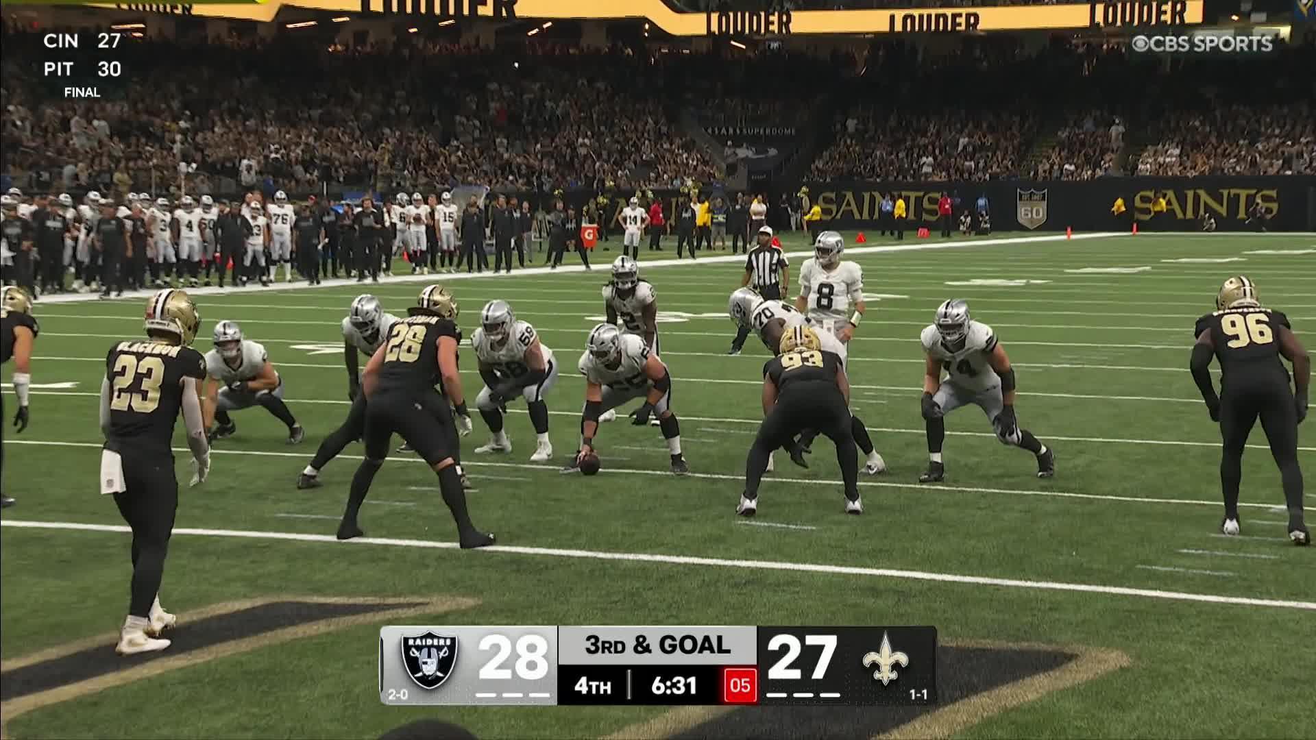 Kirk Cousins passes for 3 TDs and the unbeaten Raiders come back to top the Saints 35-27