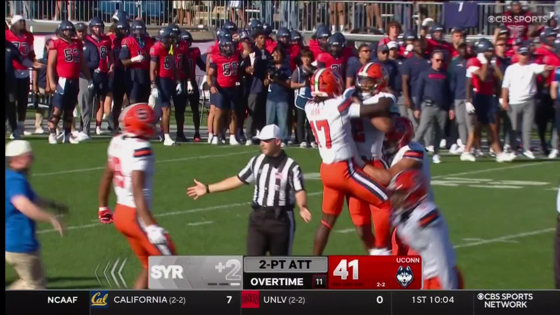 Amari Odom's 5 TDs and 2-point conversion help Syracuse survive UConn 42-41 in overtime
