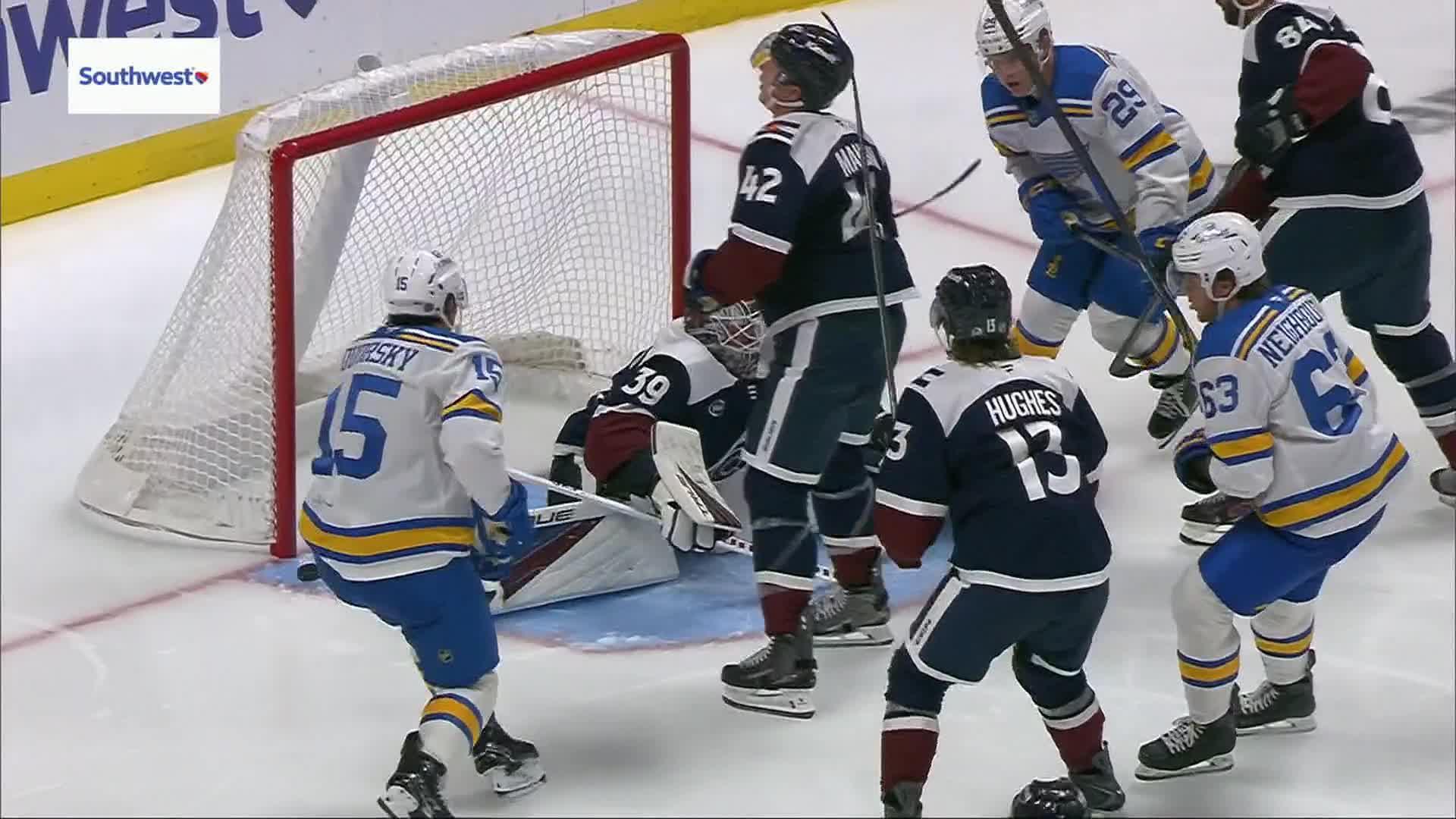 Dalibor Dvorsky tallies goal vs. Avalanche — Article image accompanying Necas and Roy score quick goals as the Avalanche rout the Blues 6-1 on WagerUp Sports News.