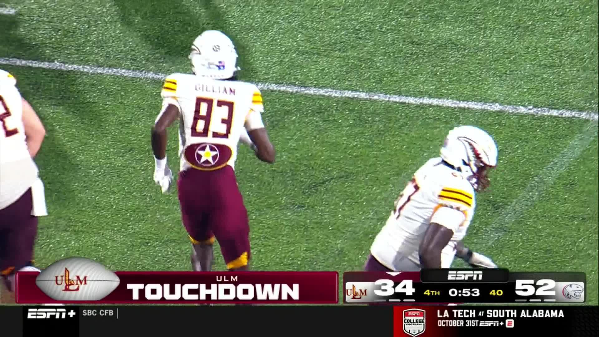 Hollins throws 3 TD passes, South Alabama beats Louisiana-Monroe 52-35