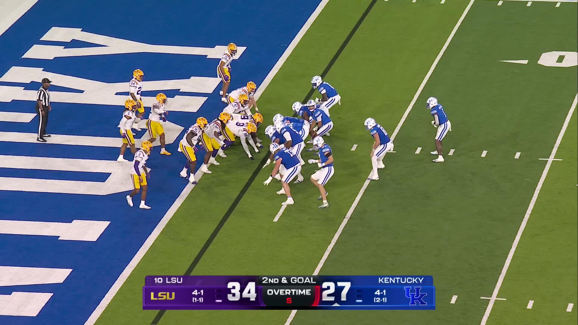 Kentucky QB Minchey scores 2-point conversion in overtime to beat No. 10 LSU 35-34