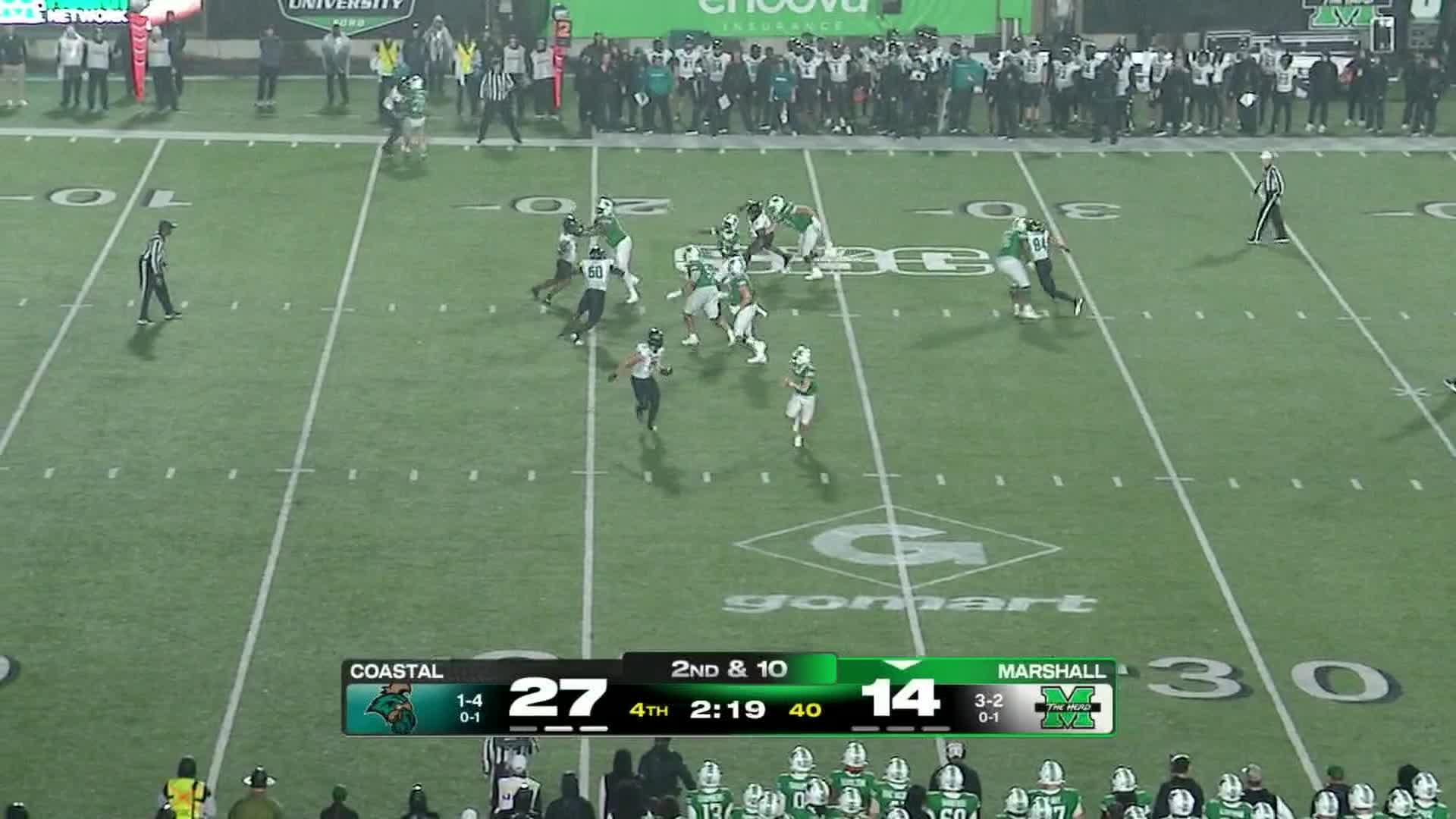 Dominic Lee-Knicely powers Coastal Carolina over Marshall 27-21