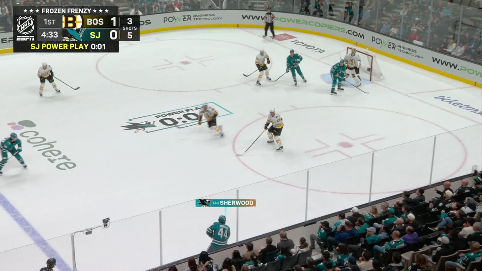 Boston Bruins vs. San Jose Sharks: Game Highlights — Article image accompanying McAvoy scores in his 1st game back from a suspension to lead the Bruins past the Sharks 6-3 on WagerUp Sports News.