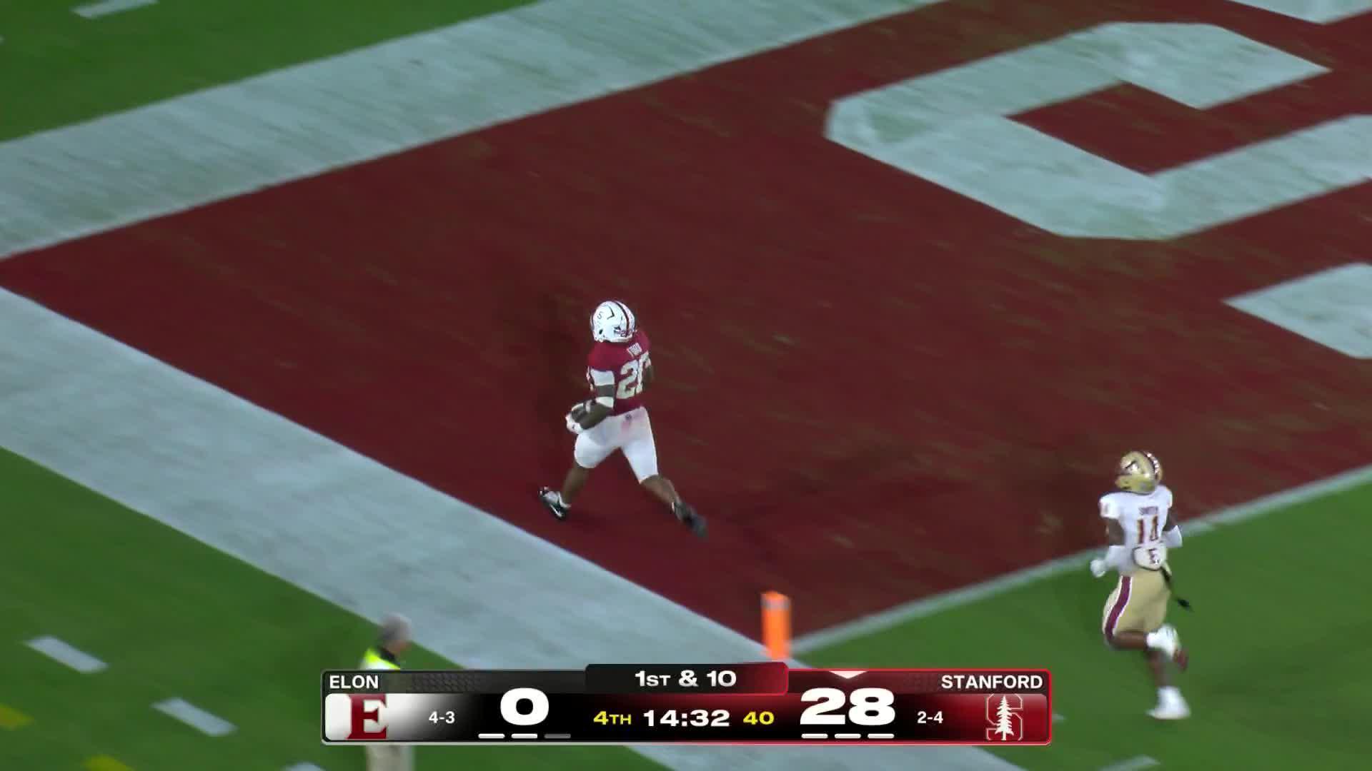 Micah Ford rushes for 4 TDs as Stanford dominates Elon, 34-7