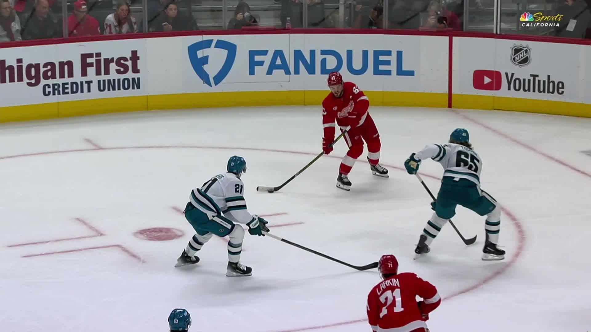 Alex DeBrincat scores goal vs. Sharks — Article image accompanying Lucas Raymond scores in shootout as Red Wings rally for 4-3 win over Sharks on WagerUp Sports News. Alex DeBrincat scores goal vs. Sharks — Article image accompanying Lucas Raymond scores in shootout as Red Wings rally for 4-3 win over Sharks on WagerUp Sports News.