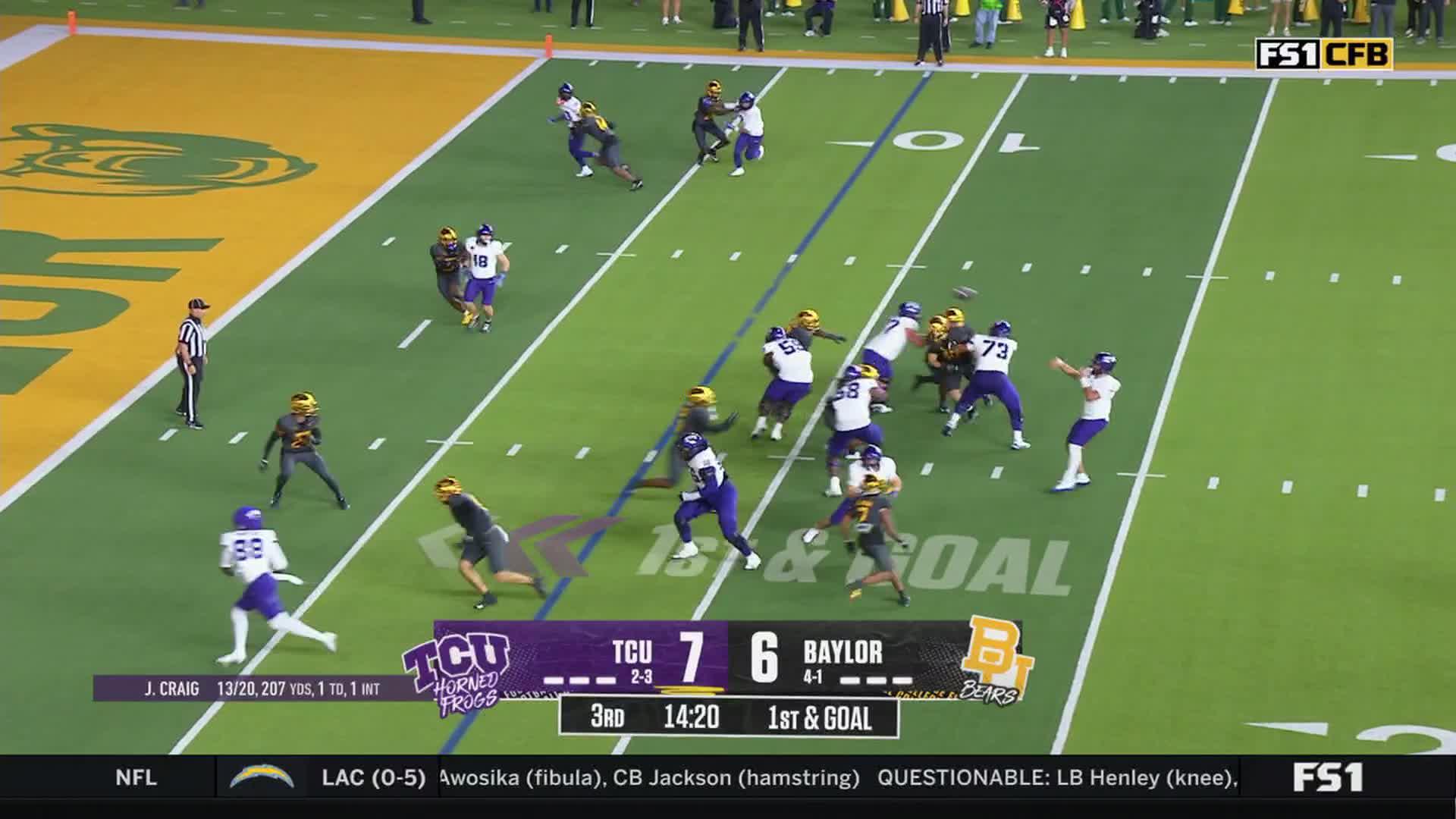 Jaden Craig throws 2 TDs as TCU beats Baylor 17-6 to end the Bears' 4-game winning streak