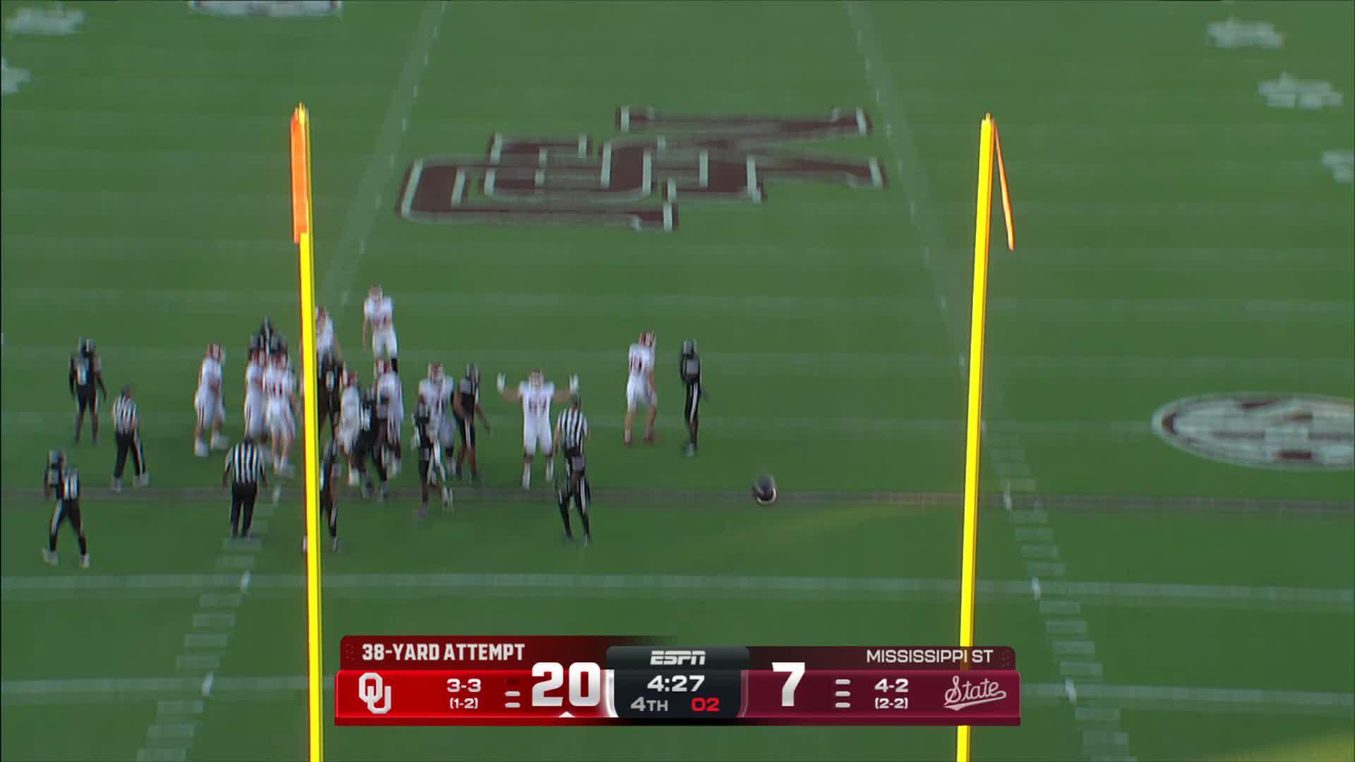 Tate Sandell makes 38-yard field goal — Article image accompanying Mississippi State QB Kamario Taylor leaves game against Oklahoma on WagerUp Sports News. Tate Sandell makes 38-yard field goal — Article image accompanying Mississippi State QB Kamario Taylor leaves game against Oklahoma on WagerUp Sports News.
