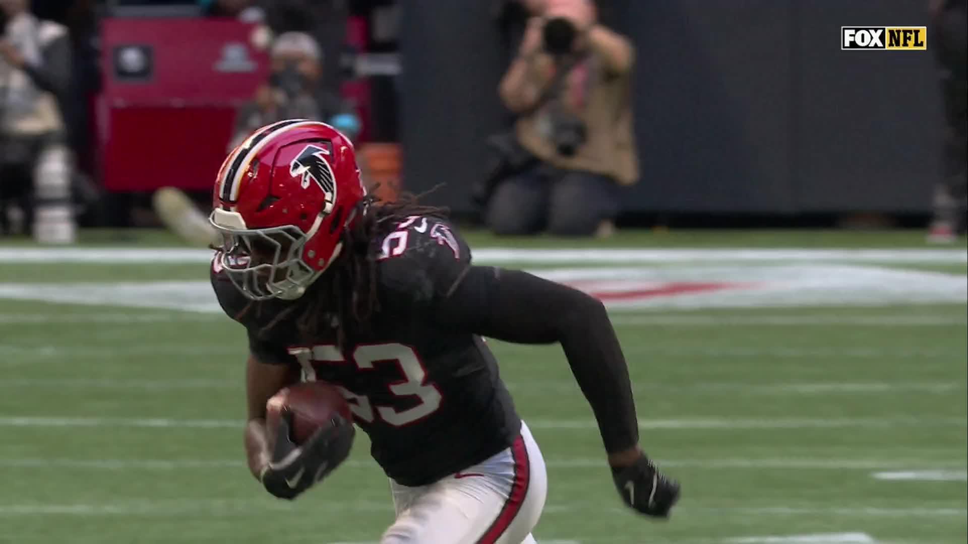 Kendal Daniels makes a great play to pick off Brock Purdy for the Falcons — Article image accompanying Michael Penix Jr. throws 3 TD passes, Falcons force 4 turnovers to give 49ers first loss, 29-20 on WagerUp Sports News.