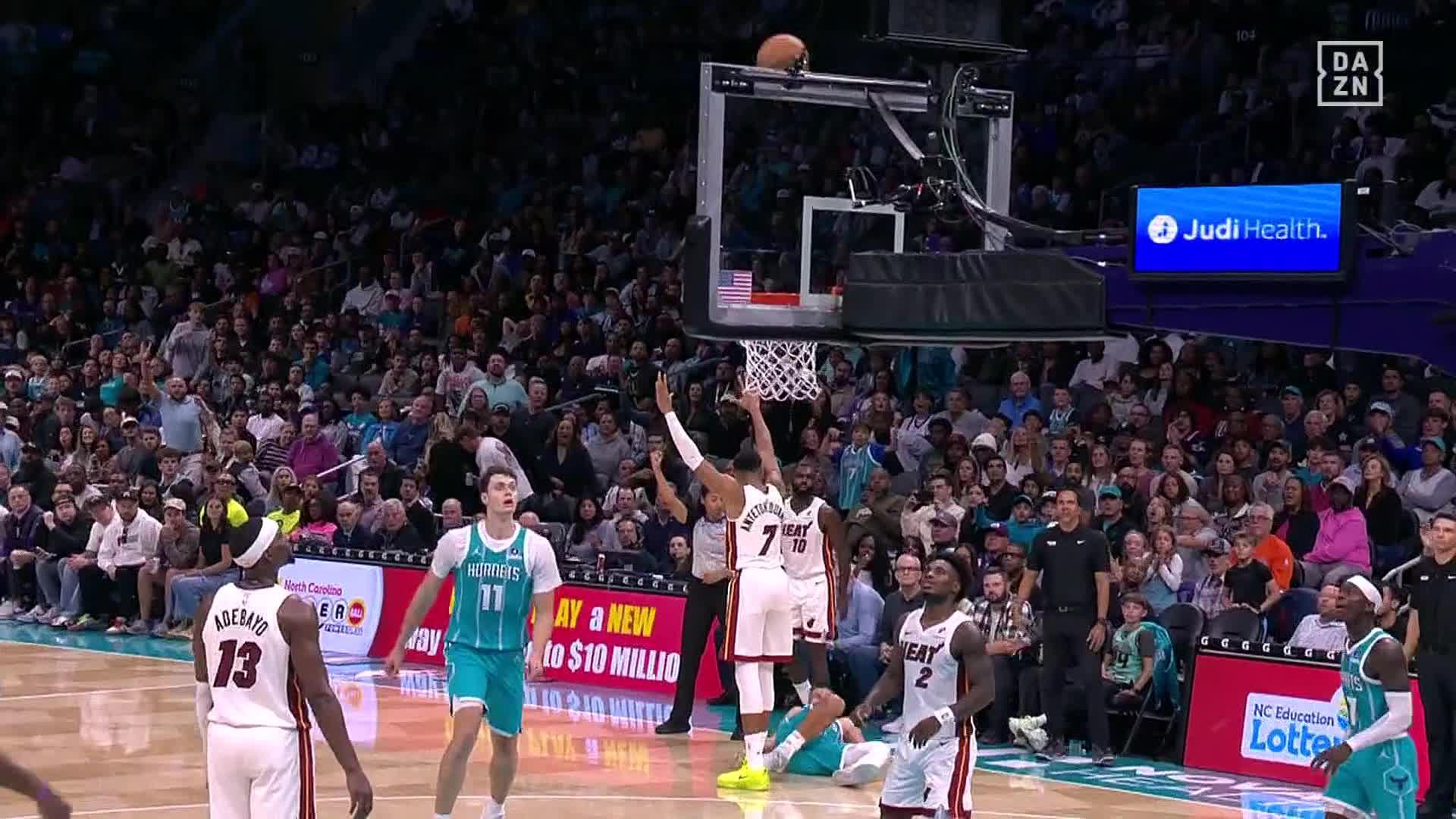 Brandon Miller scores 34 points as the Hornets beat the winless Heat 115-110