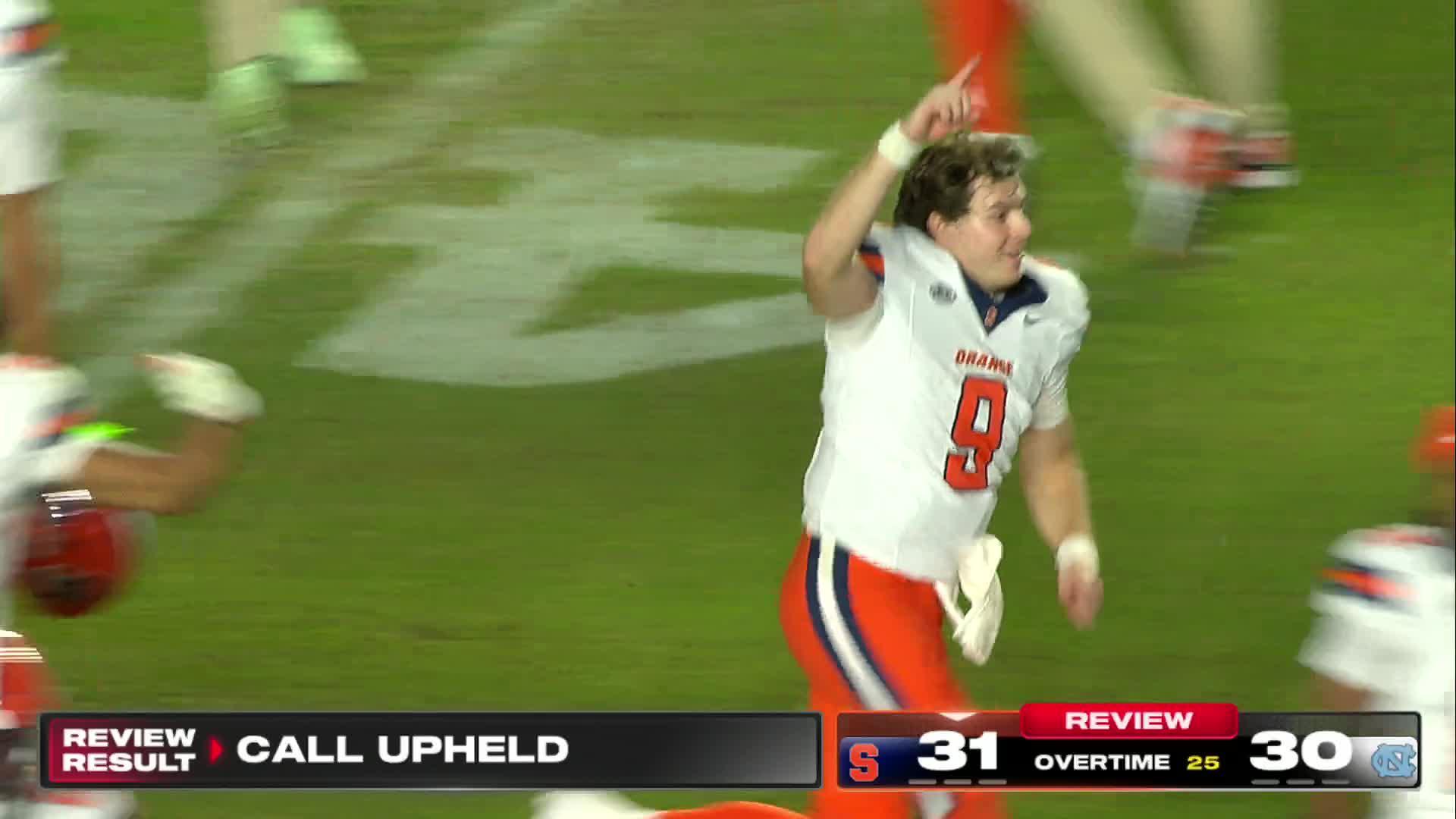 Calvin Russell's 4-yard TD catch lifts Syracuse to 31-30 overtime win over North Carolina