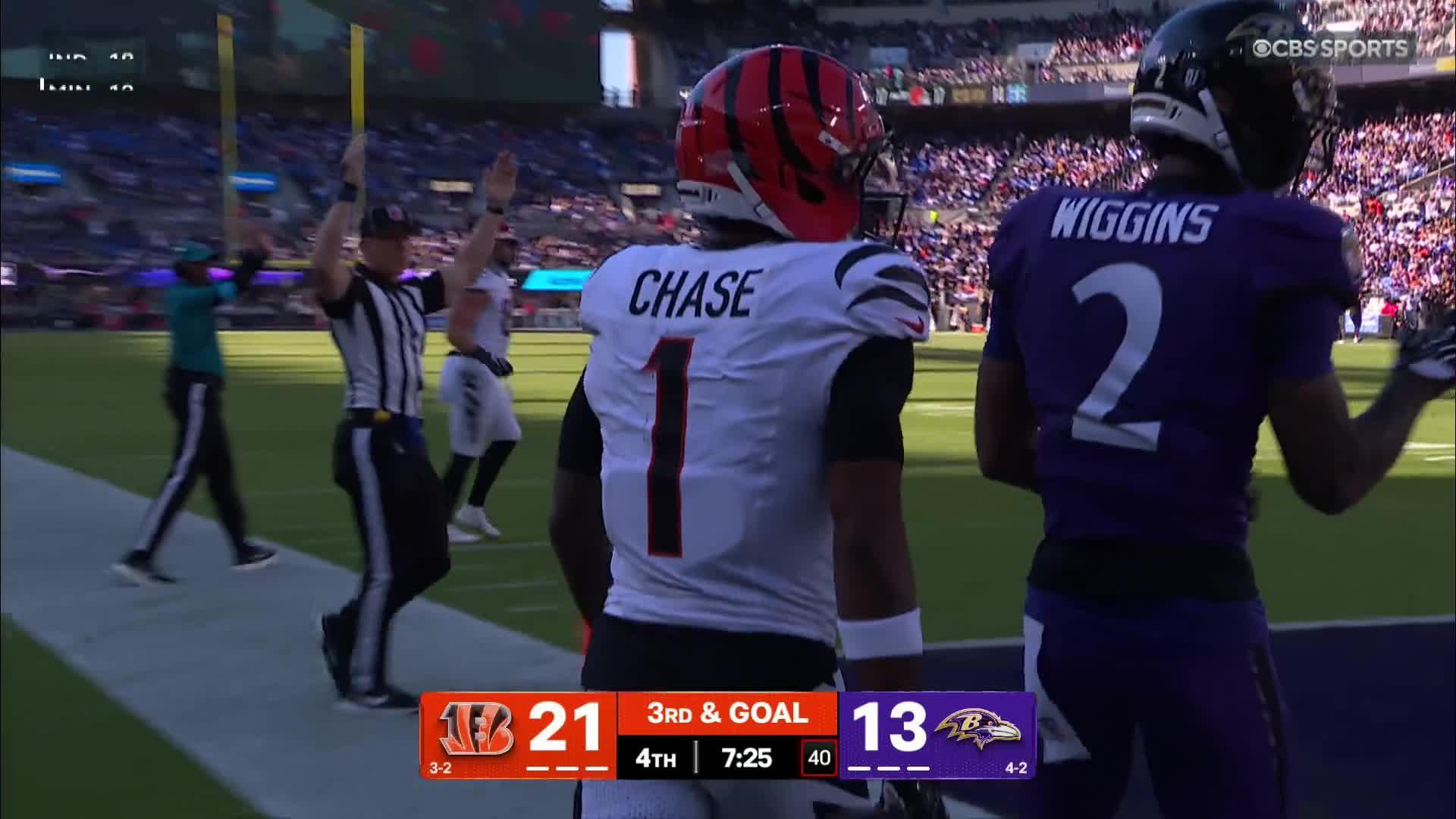 Burrow throws 4 TD passes as Bengals storm past Jackson-less Ravens 35-13 in 2nd half