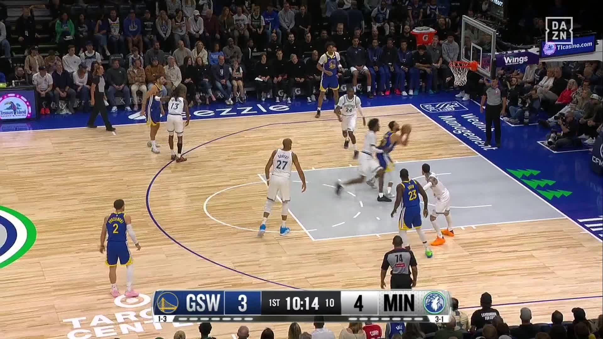 Curry scores 44 points as the Warriors hold on to beat the Timberwolves 119-114